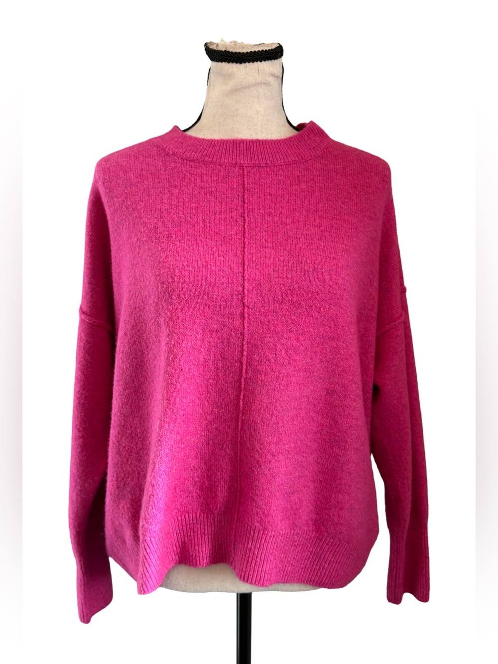 Vince Camuto Pink Fuchsia Oversized Knit Sweater Drop Shoulder Medium